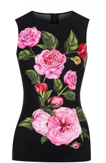 Облегающий топ без рукавов с цветочным принтом Dolce &amp; Gabbana