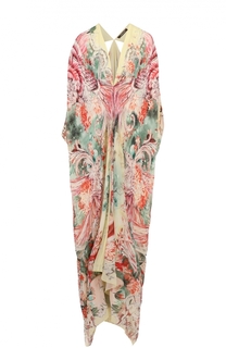 Шелковое платье-макси асимметричного кроя с цветочным принтом Roberto Cavalli