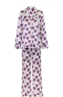 Шелковый пижамный комплект с контрастным принтом Olivia Von Halle