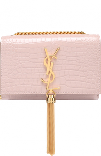 Сумка Monogram small с тиснением под крокодила Saint Laurent