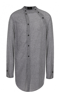 Удлиненная рубашка из смеси хлопка и льна асимметричного кроя Lost&amp;Found