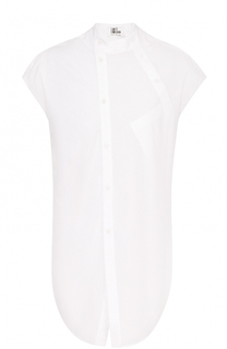 Удлиненная хлопковая рубашка с короткими рукавами асимметричного кроя Lost&amp;Found