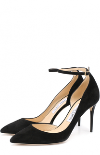 Замшевые туфли Lucy 85 с ремешком на щиколотке Jimmy Choo