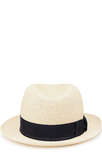 Соломенная шляпа-федора с лентой Giorgio Armani