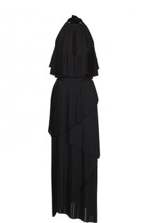 Плиссированное многоярусное платье асимметричного кроя Elie Saab
