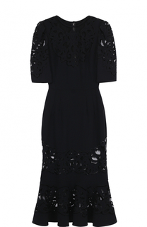 Приталенное платье с юбкой годе с полупрозрачными вставками Dolce &amp; Gabbana