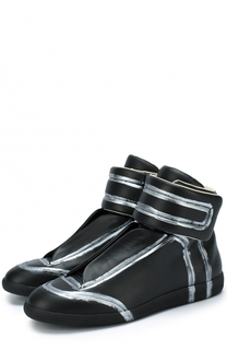 Высокие кожаные кеды Future на шнуровке с застежкой велькро Maison Margiela
