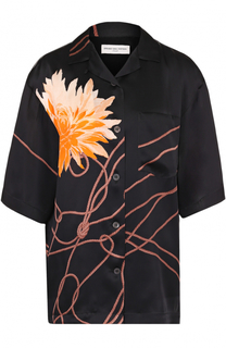 Шелковая блуза с укороченным рукавом и цветочным принтом Dries Van Noten