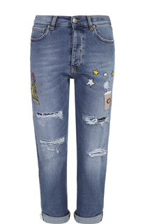 Укороченные джинсы с контрастными нашивками и отворотами Two Women In The World