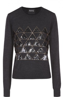 Пуловер прямого кроя с контрастной вышивкой Markus Lupfer