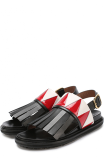 Кожаные сандалии с бахромой Marni