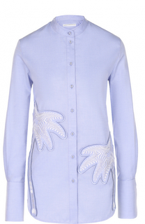 Блуза прямого кроя с воротником-стойкой и декоративной отделкой Victoria by Victoria Beckham