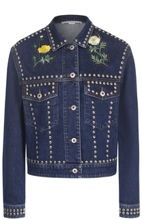 Укороченная джинсовая куртка с заклепками и контрастной вышивкой Stella McCartney