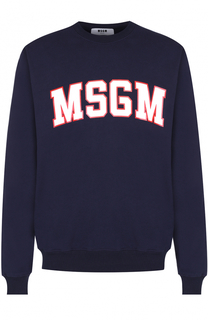 Хлопковый свитшот с логотипом бренда MSGM