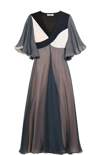 Шелковое платье-миди с укороченным рукавом Lanvin