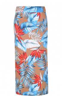 Хлопковая юбка с высокими разрезами и цветочным принтом Stella Jean