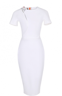 Платье-футляр с коротким рукавом и декоративной отделкой Victoria Beckham