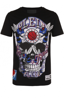 Хлопковая футболка с контрастной отделкой Philipp Plein