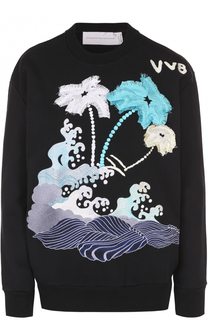 Свитшот свободного кроя с контрастной вышивкой Victoria by Victoria Beckham