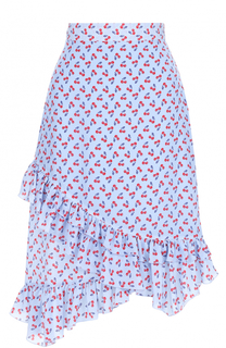 Шелковая юбка с ярким принтом и оборками Altuzarra
