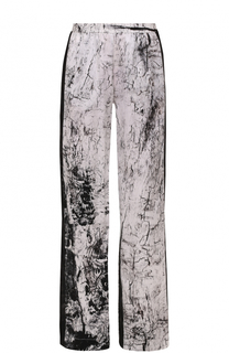 Шелковые брюки с принтом и контрастными лампасами Ilaria Nistri