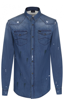 Джинсовая рубашка с контрастной отделкой Armani Jeans