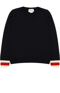 Шерстяной пуловер с контрастными манжетами Gucci