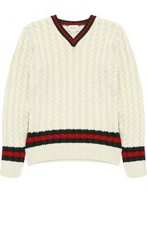 Пуловер фактурной вязки с контрастной отделкой Gucci