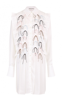 Удлиненная хлопковая блуза с декоративной отделкой Marco de Vincenzo