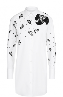 Удлиненная блуза с контрастной вышивкой пайетками Valentino