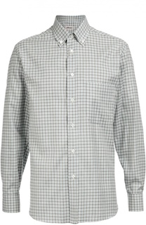 Хлопковая рубашка с воротником button down Brioni