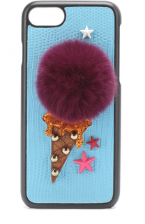 Кожаный чехол для iPhone 7 с аппликацией Dolce &amp; Gabbana