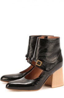 Кожаные ботильоны на геометричном каблуке Marni