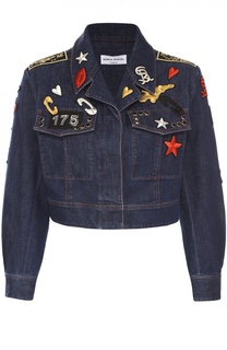 Укороченная джинсовая куртка с яркими нашивками Sonia Rykiel