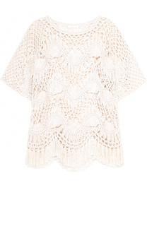 Вязаный топ с укороченным рукавом и бахромой Chloé