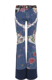Расклешенные джинсы с цветочной отделкой Roberto Cavalli