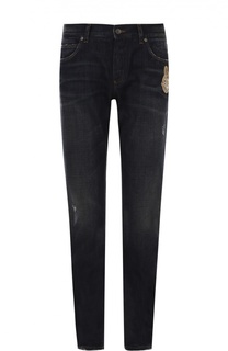 Зауженные джинсы с потертостями и вышивкой Dolce &amp; Gabbana