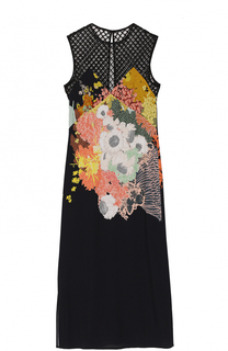 Платье с перфорированным лифом и цветочным принтом Dries Van Noten