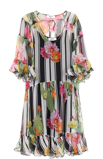 Шелковое мини-платье с цветочным принтом Blugirl