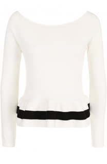 Топ с контрастной баской и вырезом-лодочка Blugirl