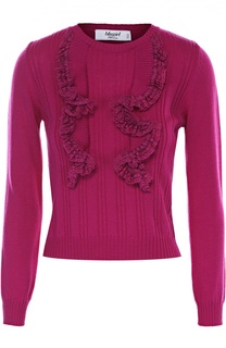 Укороченный пуловер фактурной вязки с оборками Blugirl