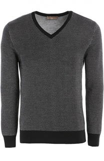 Шерстяной пуловер с контрастными манжетами Cruciani