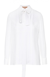 Шелковая блуза с планкой и воротником-аскот Michael Kors