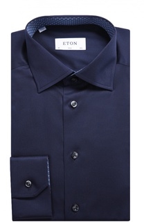 Хлопковая приталенная сорочка с воротником кент Eton