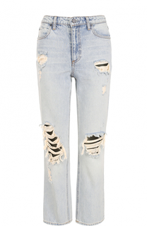 Укороченные джинсы прямого кроя с потертостями Denim X Alexander Wang