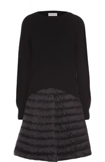 Платье фактурной вязки с утепленной юбкой Moncler