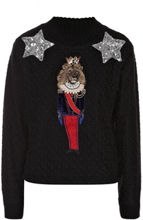 Пуловер фактурной вязки с яркой вышивкой Dolce &amp; Gabbana