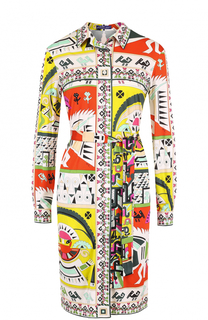 Шелковое платье с ярким принтом и поясом Emilio Pucci