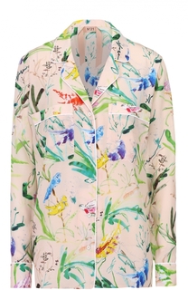 Шелковая блуза в пижамном стиле с цветочным принтом No. 21