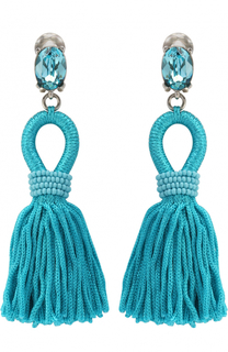 Серьги-клипсы с кистями и камнями Oscar de la Renta